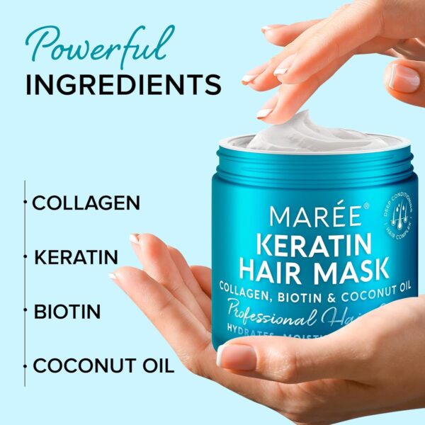 MAREE - Mascarilla capilar para cabello dañado, acondicionador de tratamiento capilar con queratina, mascarilla acondicionadora muy profunda para crecimiento, hidratación y reparación del cabello