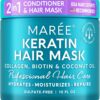 MAREE - Mascarilla capilar para cabello dañado, acondicionador de tratamiento capilar con queratina, mascarilla acondicionadora muy profunda para crecimiento, hidratación y reparación del cabello