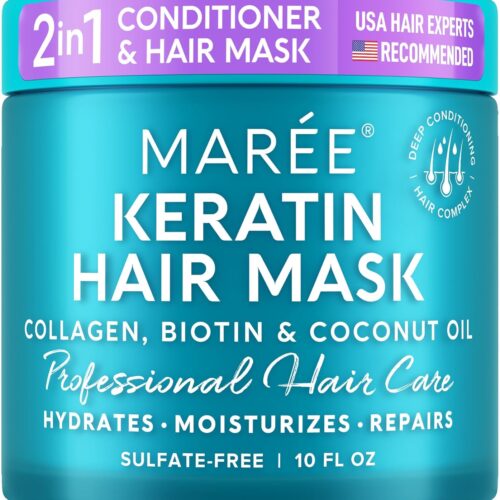 MAREE - Mascarilla capilar para cabello dañado, acondicionador de tratamiento capilar con queratina, mascarilla acondicionadora muy profunda para crecimiento, hidratación y reparación del cabello