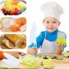 Juego de 4 cuchillos para niños, cuchillo de cocina para niños con cortador arrugado, bordes dentados, cuchillo de chef de plástico para cocinar y cortar pan de frutas