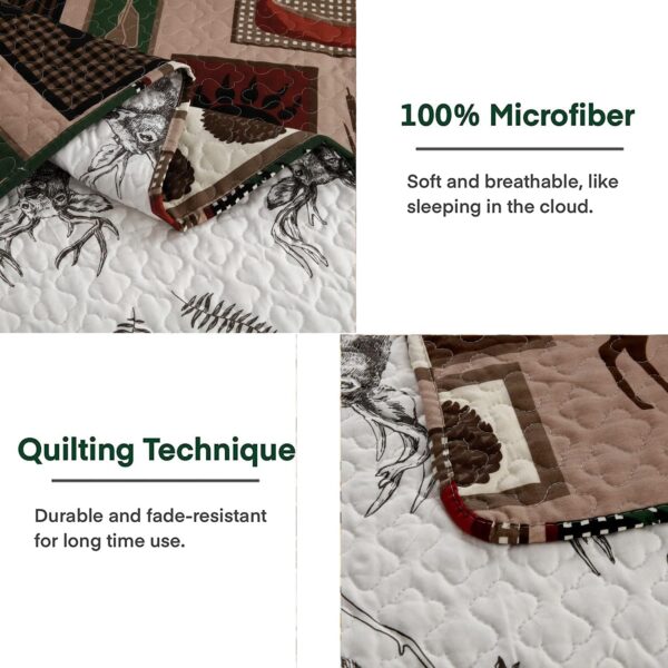 Hailea Juego de ropa de cama rústica con estampado de animales, acogedor y clásico, ligero, reversible, alce, oso, cubrecama para todas las estaciones, decoración de ropa de cama de bosque de campo (tamaño queen)