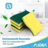 AIDEA Esponjas de cocina, esponja de alta resistencia, 6 unidades, esponjas para platos, esponja de cocina de celulosa, potencia de fregado para desastres difíciles, poder de limpieza para utensilios