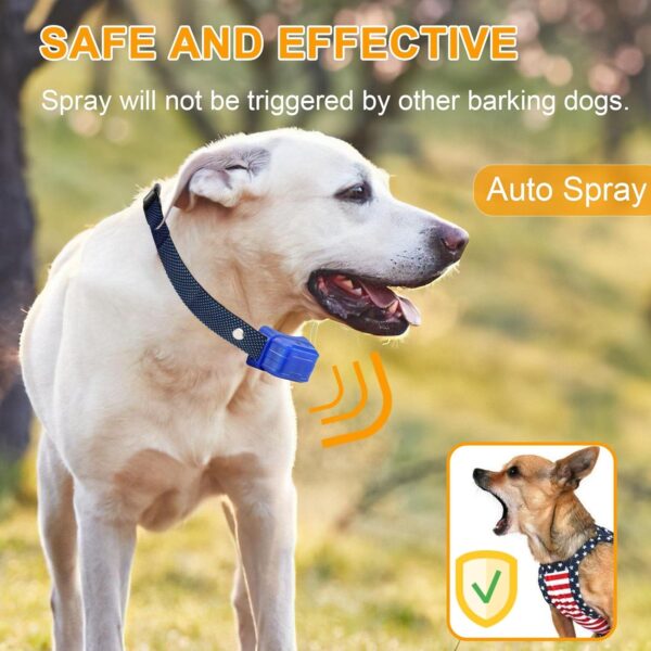 Collar de corteza de citronela con 3 niveles de pulverización ajustables y sensibilidad, collar de citronela impermeable IPX67 para perros 5