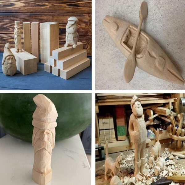 Paquete de 2 bloques de tallado de tilo sin terminar, 6 x 3 x 3 pulgadas, juego de bloques de tallado de madera suave sin terminar para niños y adultos para principiantes