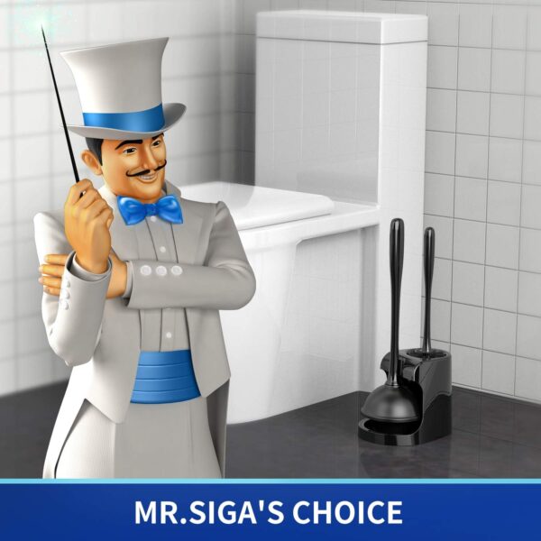 MR.SIGA Combo de émbolo de inodoro y cepillo para limpieza de baño, negro, 2 juegos