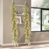 RECUTMS Guirnalda floral de primavera de 65 pulgadas con hojas verdes, hiedra de jazmín de invierno para puerta delantera, hogar, pared, balcón, jardín, arco, chimenea, telón de fondo (amarillo)