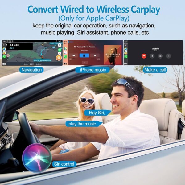 Adaptador inalámbrico CarPlay para iPhone, 2023 Apple CarPlay Wireless Dongle para automóviles CarPlay de fábrica OEM, chip 5G integrado y tasa WiFi de 5.8 GHZ, actualización en línea de