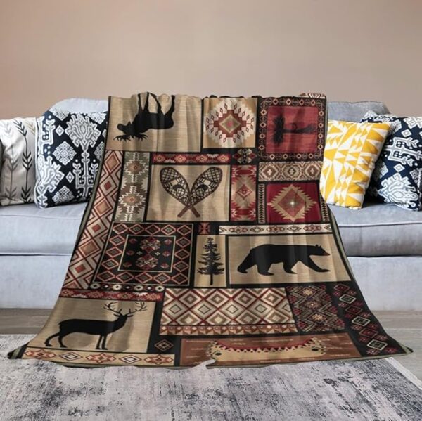 Manta rústica de franela de oso, estilo vintage, estilo campestre, cabaña, montaña, granja, para sofá, silla y cama, 30 x 40 pulgadas