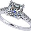 NANA Jewels Anillo de compromiso con solitario con catedral Asscher de 2.00 quilates con circonita pura brillante-plata de 10 quilates o oro de 14 k