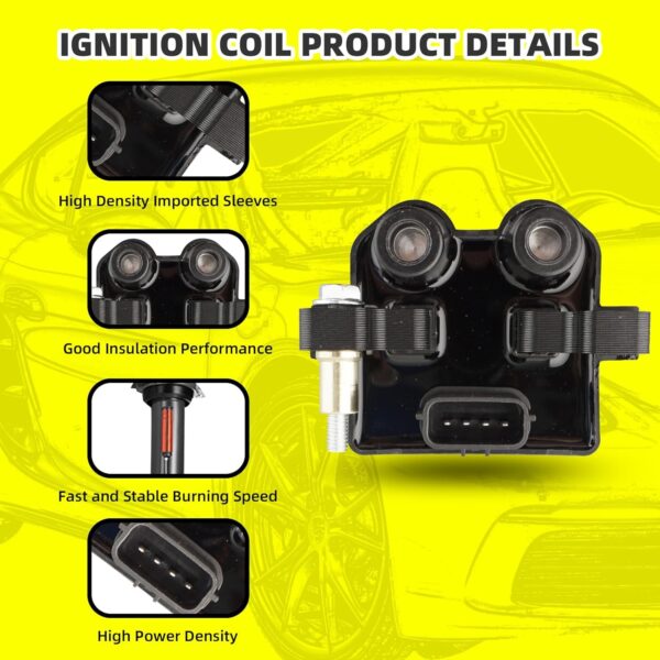 Juego de 1 bobinas de encendido UF566 22433-AA500 y 4 bujías de iridio con juego de cables compatibles con Subaru Outback Forester Impreza Legacy Saab 9-2X - H4 2.5L