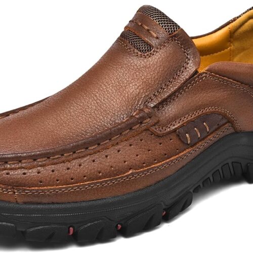 Zapatos casuales de cuero para hombre, mocasines para caminar, para trabajo, oficina, vestido al aire libre