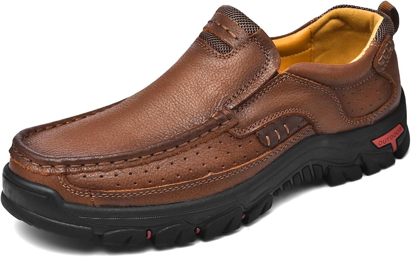 Zapatos casuales de cuero para hombre, mocasines para caminar, para trabajo, oficina, vestido al aire libre
