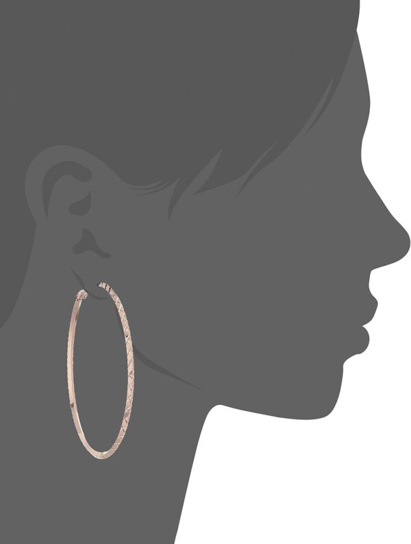 GUESS Pendientes de aro grandes de oro rosa con corte de diamante "básico", Metal