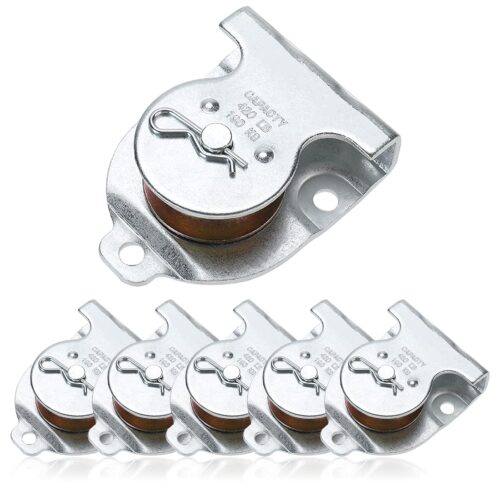 Polea de montaje en techo de 1-1/2 pulgadas, polea de techo para cable o cuerda de 3/8 pulgadas, paquete de 6