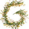 RECUTMS Guirnalda floral de primavera de 65 pulgadas con hojas verdes, hiedra de jazmín de invierno para puerta delantera, hogar, pared, balcón, jardín, arco, chimenea, telón de fondo (amarillo)