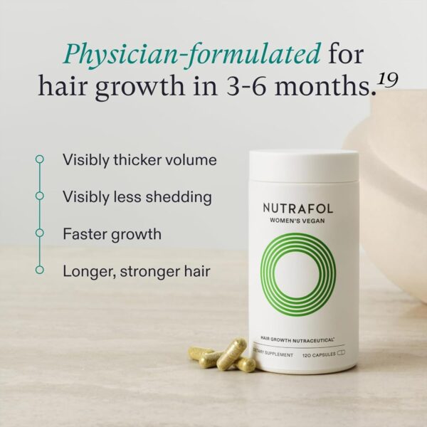 71zAm8gzTUL._SL1500_.jpg Nutrafol Suplementos para el crecimiento del cabello para mujeres, para mujeres de 18 a 44 años, clínicamente probados para cabello visiblemente más grueso y fuerte, ingredientes 100% veganos,