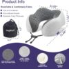 NapFun - Almohada de cuello para viajes, mejorada para viajar por avión 100% espuma viscoelástica para dormir y descansar durante los vuelos, accesorios portátiles para el avión en gris claro