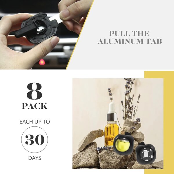 Clips de ventilación para ambientador de automóvil, paquete de 8, 6 vainillas, 2 aromas de automóvil nuevos, proporciona un aroma duradero, hasta 240 días, eliminador de olores