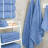 American Soft Linen - Juego de 4 toallas de baño, 100% de algodón turco de 27 x 54 pulgadas, toallas de baño extragrandes, toallas para ducha, color azul eléctrico