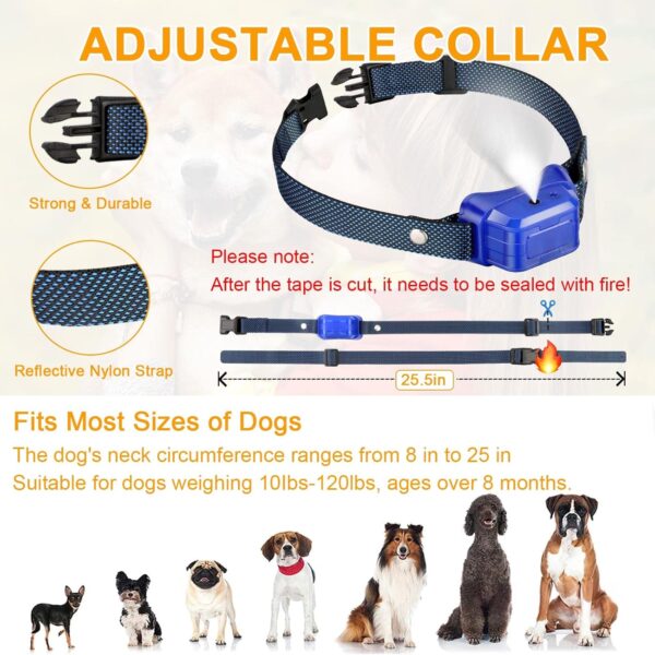 Collar de corteza de citronela con 3 niveles de pulverización ajustables y sensibilidad, collar de citronela impermeable IPX67 para perros 5