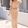 PRETTYGARDEN Conjunto de suéter de 2 piezas para mujer, de punto acanalado, manga larga, falda ajustada, casual, para invierno