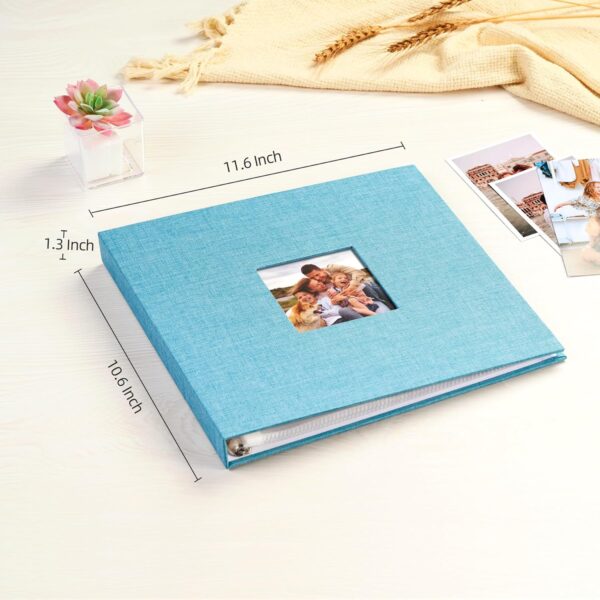 Mublalbum Álbum de fotos DIY de 10 x 10 pulgadas con 20 fundas de plástico, 40 páginas, cubierta de lino, carpeta de 3 anillos para boda, bebé, familia y proyectos de bricolaje (azul)
