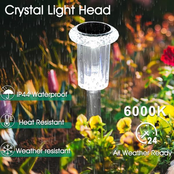 Luces solares para exteriores, paquete de 15 luces solares impermeables de acero inoxidable para camino, jardín, patio, camino, entrada, césped, patio, decoración exterior, color blanco frío