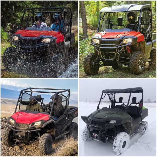 KEMIMOTO UTV - Panel trasero / medio con ventana abierta compatible con Pioneer 700/700-4 2014-2025 reemplazo 0SR95-HL3-211A, panel trasero de tela para techo suave/duro