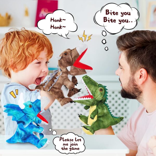 3 juguetes de peluche de dinosaurios, títeres de mano de dinosaurio, juguetes de peluche interactivos para niños y niñas de 4, 5, 6, 7, 8 años
