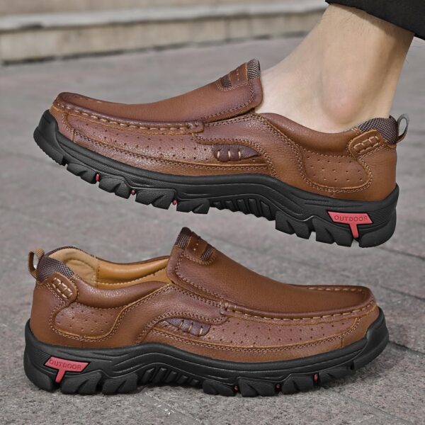 Zapatos casuales de cuero para hombre, mocasines para caminar, para trabajo, oficina, vestido al aire libre