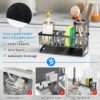 Cisily Organizador para fregadero de cocina con soporte alto para cepillos, soporte de esponja para fregadero, 304 inoxidable inoxidable, dispensador de jabón para encimera de cocina, decoración de