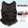FAVE Extensiones de cabello sintético con clip en forma de V, extensiones de cabello ondulado marrón y negro, extensiones de una pieza con 5 clips de seguridad, extensiones de cabello con clip
