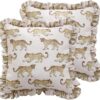 patdrea Fundas de almohada de diseño para sofá de 18 x 18 pulgadas, fundas de almohada de lino vintage con patrón de guepardo y colgante de lujo, fundas de almohada decorativas de granja para cama,