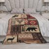 Manta rústica de franela de oso, estilo vintage, estilo campestre, cabaña, montaña, granja, para sofá, silla y cama, 30 x 40 pulgadas