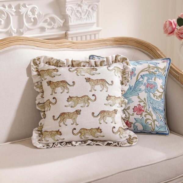 patdrea Fundas de almohada de diseño para sofá de 18 x 18 pulgadas, fundas de almohada de lino vintage con patrón de guepardo y colgante de lujo, fundas de almohada decorativas de granja para cama,