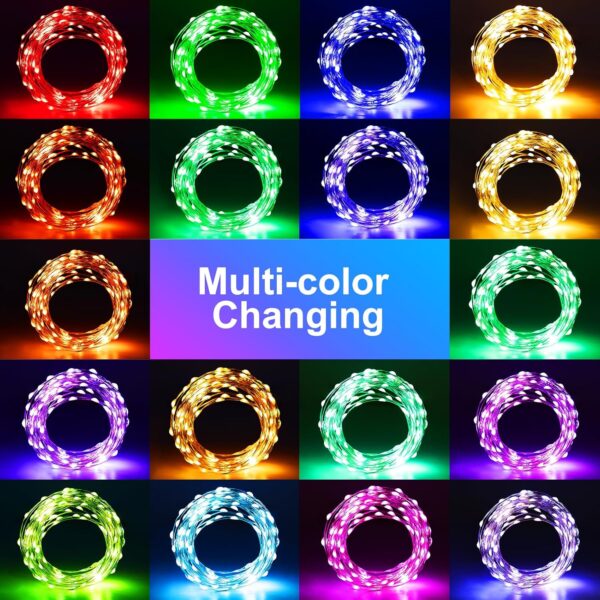 echosari Luces de hadas que funcionan con pilas, 100 LED de 33 pies, 150 modos de escena, luces parpadeantes de alambre plateado con temporizador remoto para dormitorio, árboles, decoración de jardín