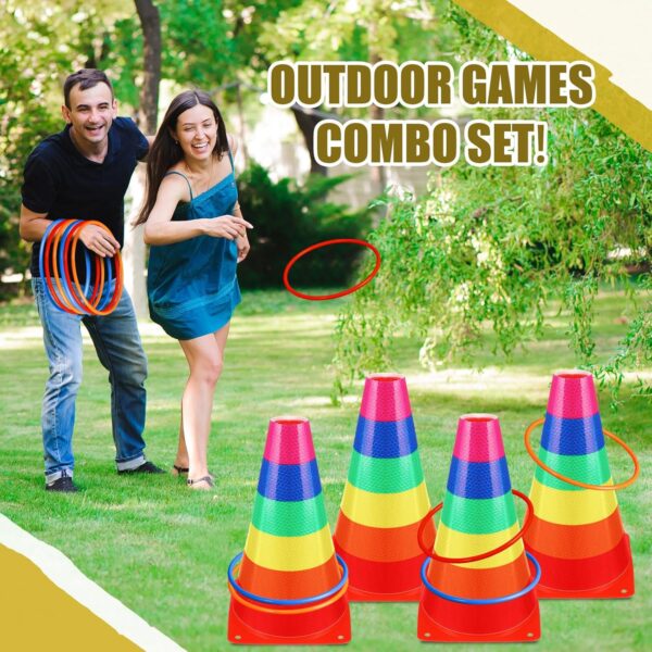 Leitee Juego de 6 juegos de lanzamiento de anillos de maíz de caramelo, conos de plástico, juego de lanzamiento de anillo, mini juego de lanzamiento de conos de tráfico para entrenamiento deportivo,