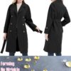 RISISSIDA Gabardinas para mujer, chaqueta larga de doble botonadura resistente al agua con cinturón