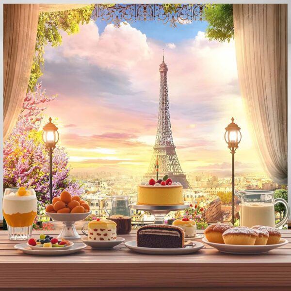 Telón de fondo de fotos de París, tapiz de pared de la Torre Eiffel, fondo de fotografía de ciudad francesa, decoración de fiesta de cumpleaños con temática parisina, 5 x