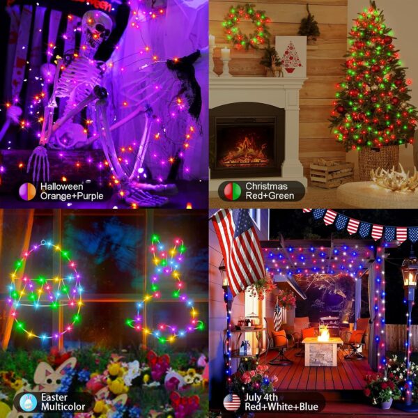 echosari Luces de hadas que funcionan con pilas, 100 LED de 33 pies, 150 modos de escena, luces parpadeantes de alambre plateado con temporizador remoto para dormitorio, árboles, decoración de jardín