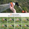 Diivoo Varita de riego resistente, varita de manguera de jardín de metal con 8 patrones de pulverización, rociador de boquilla de manguera de 18 pulgadas de largo con control de flujo de pulgar y