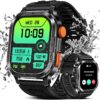 Reloj inteligente militar para hombre (respuesta/hacer llamadas), reloj inteligente AMOLED de 2.13 pulgadas para Android e iOS, reloj de fitness impermeable 5ATM con más de 123 modos