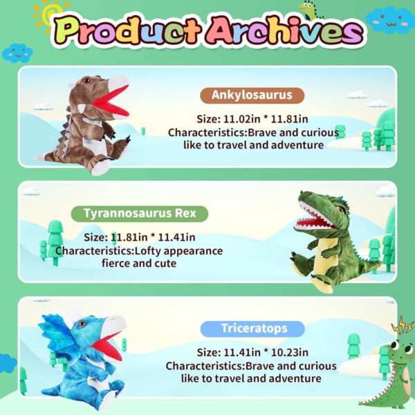 3 juguetes de peluche de dinosaurios, títeres de mano de dinosaurio, juguetes de peluche interactivos para niños y niñas de 4, 5, 6, 7, 8 años