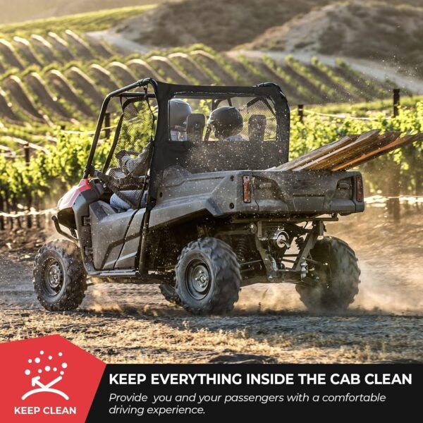 KEMIMOTO UTV - Panel trasero / medio con ventana abierta compatible con Pioneer 700/700-4 2014-2025 reemplazo 0SR95-HL3-211A, panel trasero de tela para techo suave/duro