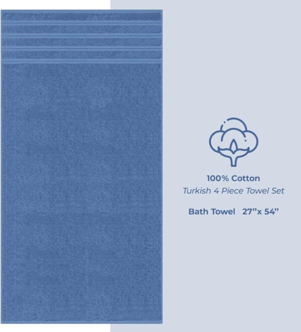 American Soft Linen - Juego de 4 toallas de baño, 100% de algodón turco de 27 x 54 pulgadas, toallas de baño extragrandes, toallas para ducha, color azul eléctrico