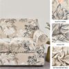 FORCHEER Fundas para sillón de 2 piezas con estampado de flores con 1 cojín separado, funda lavable con parte inferior elástica para sala de estar (Sillón, estilos 4)