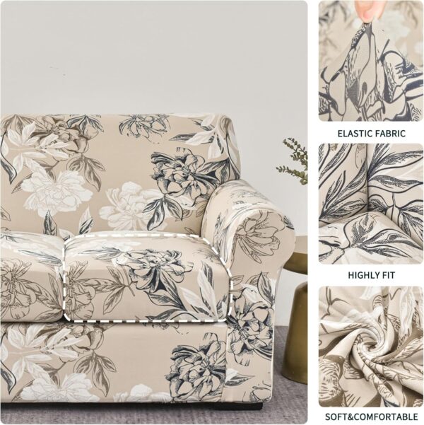 FORCHEER Fundas para sillón de 2 piezas con estampado de flores con 1 cojín separado, funda lavable con parte inferior elástica para sala de estar (Sillón, estilos 4)