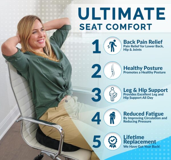 ComfiLife Cojín de asiento de gel + espuma viscoelástica de alta calidad, cojín para silla de oficina, cojín de asiento de automóvil, cojines de silla para aliviar el dolor de espalda y ciática,