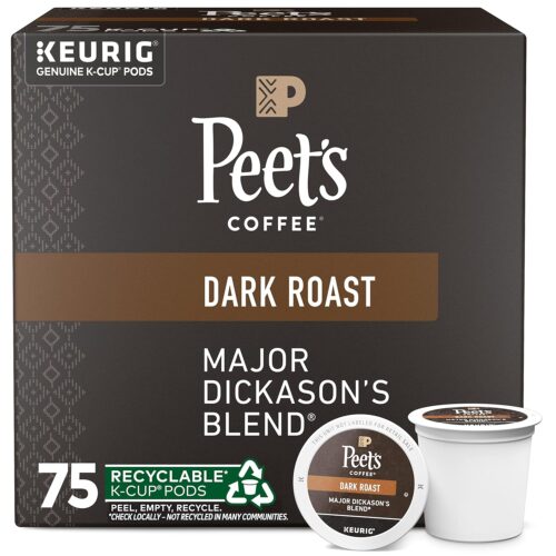 Peet's Coffee - Capsulas de café de mezcla Major Dickason, tostado oscuro, para cafetera Keurig