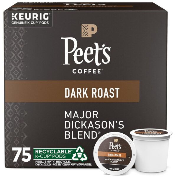 Peet's Coffee - Capsulas de café de mezcla Major Dickason, tostado oscuro, para cafetera Keurig
